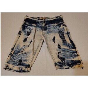 Y2k Grindhouse Denim Mens Sz 32 Acid Washed Distressed Shorts Streetwear UU